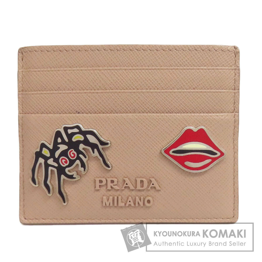 Prada Lip Spider Card Case Wallet Saffiano Leather